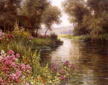ブルック川の流れ Painting - フルール・オ・ボード・ド・ラ・リヴィエールの風景 ルイ・アストン・ナイト小川
